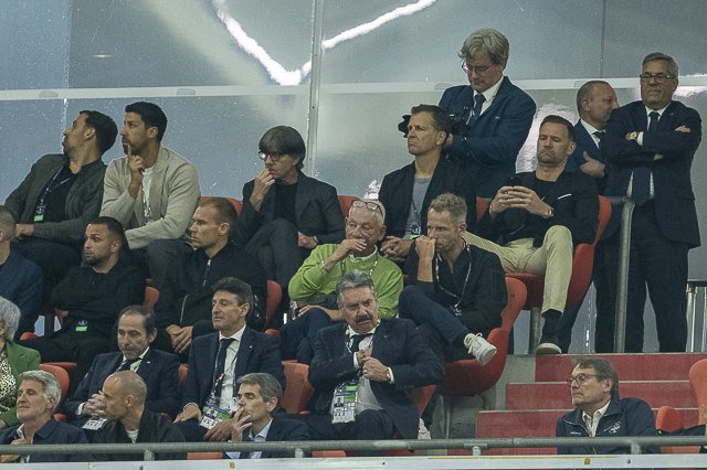 Joachim Löw, Sami Khedira und Holger Badstuber auf der Tribüne